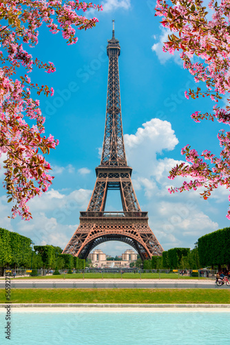 Eiffel Tower and Field of Mars in spring, Paris, France