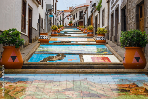 famous Paseo de Canarias street on Firgas, Gran Canaria, Canary Islands, Spain