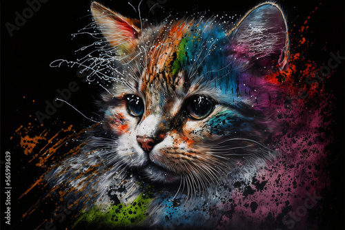 kot, abstrakcja, abstrakcyjny, malowany 2