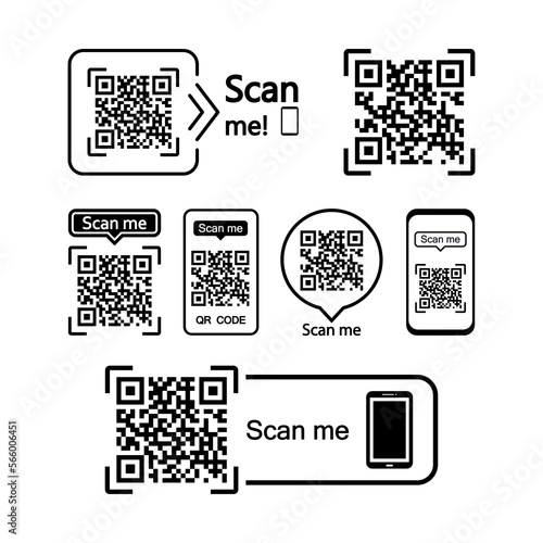 Scan vector icon. QR codes for smartphone mobile application, payment and identification.