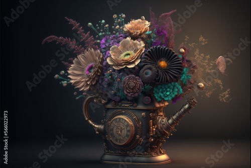 Bouquet of flowers in a vase. AI