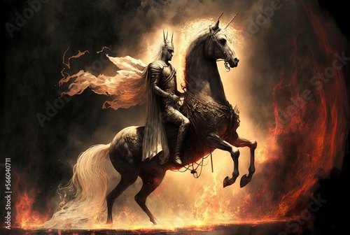 illustration of pale greenish gray Horse from revelation 6:8, generative Ai