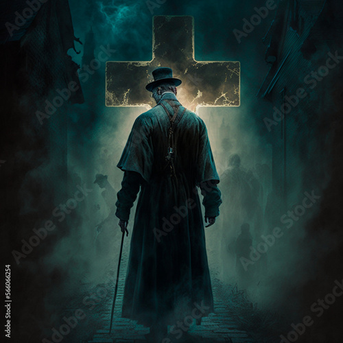 Victorian exorcist with a cane GENERATIVE AI, GENERATIVE, AI