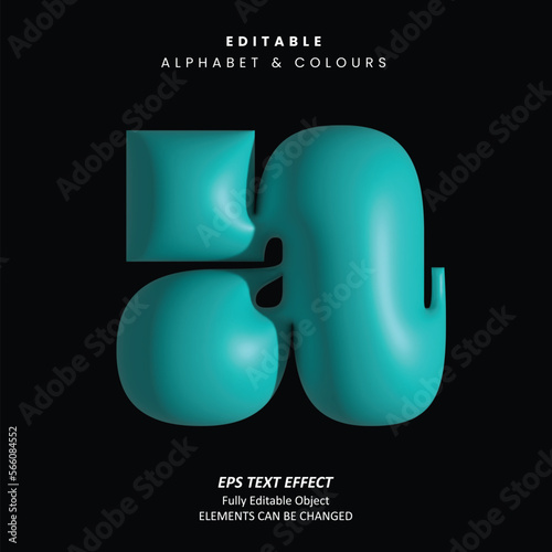 Editable Text Effect Vector of Blue Realistic 3D Alphabet Bold ballon or bubble typography for poster, brochure, advertising, display