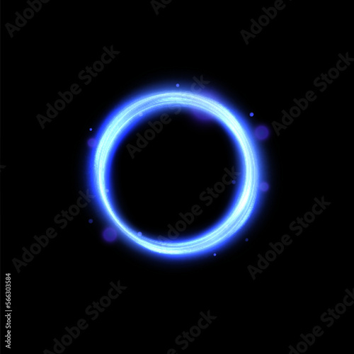Vector bright neon circle with glow. Abstract round frame with empty space for text bright neon frame with transparency. Colorful glitter, flash. Illustration for advertising, banner, postcard.