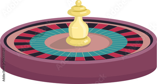 Roulette wheel semi flat color raster element. Full sized object on white. Wager on odd and even numbers. Gambling simple cartoon style illustration for web graphic design and animation