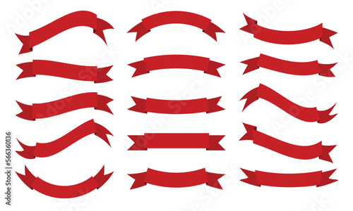 Collection of Blank Ribbon Banner in Red Colors.