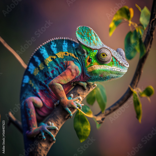 Kameleon w tropikalnym lesie