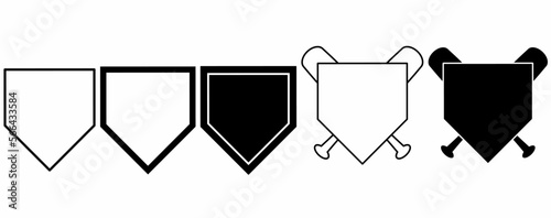 outline silhouette home plate baseball icon set isolated on white background