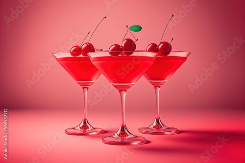 In this case, three red maraschino cherries sit over a pink backdrop. Generative AI