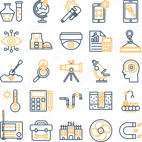 Engineering vector icons, architecture icons pack, construction vector icons, engineering icons pack, repairing icons set, icons collection of engineering, engineering line dual icons set 