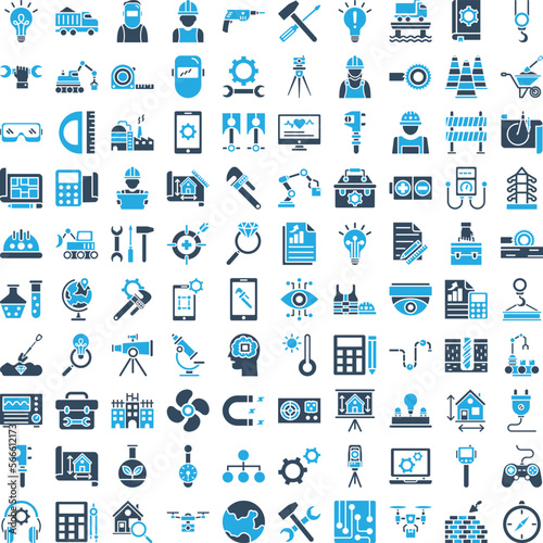 Engineering vector icons, architecture icons pack, construction vector icons, engineering icons pack, repairing icons set, icons collection of engineering, engineering glyph dual color icons set 