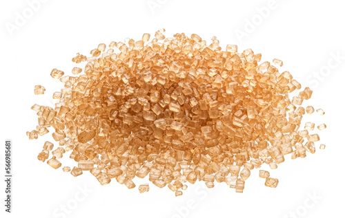 Pile of cane sugar isolated on white background