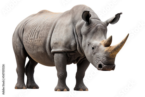 Rhino isolated on white, png, generative ai