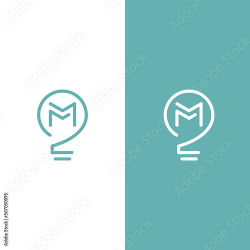 letter m and bulb logo vector, idea logo inspiration