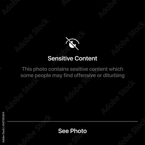Sensitive content vector sign. Social media vector screen design isolated file