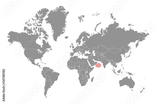 Arabian Sea on the world map. Vector illustration.