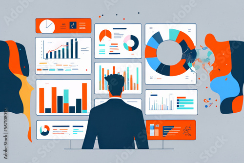 Business analytics and data management system with person behind it