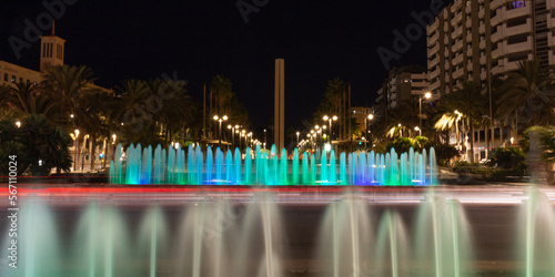 Long exposure photography of famous water sources in Almería, silky water, soft colors, night