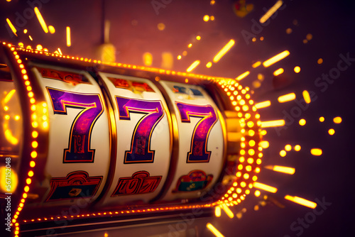 Slot machine 777 jackpot, casino. Generative AI technology.