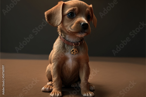 3D cartoon style Chihuahua dog with floppy ears — Generative AI