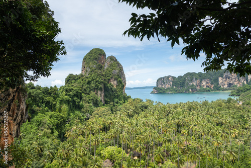 beautiful view of East Railay Bay Beach from the East Railay viewpoint