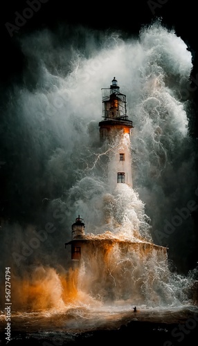 lighthouse on the shore of the sea Made with AI technology
