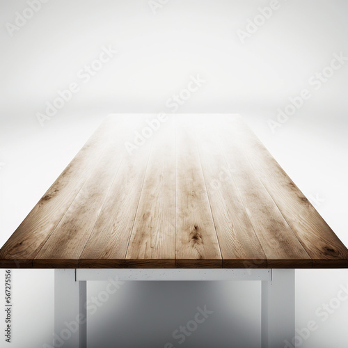 the white background with the wooden table. Generative AI