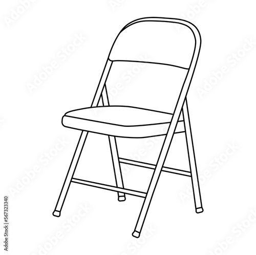 Folding Chair, Portable Chair editable vector illustration on white background. chair Line art, clip art, Hand-drawn design elements.