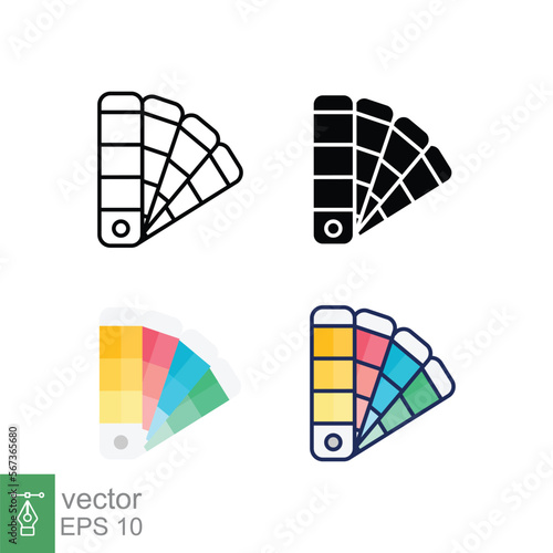 Color palette icon in different style. Colored and black color chart vector icons designed in filled outline, line, glyph and solid style. Vector illustration isolated on white background. EPS 10.