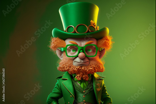 Irish traditional leprechaun character. St Patrick's day. Generative ai