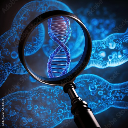 human DNA under a magnifying glass, generative AI