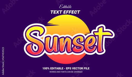 Sunset sticker editable text effect template