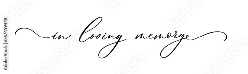 In loving memory text vector written with an elegant typography.