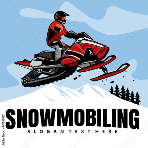 snowmobile trails logo design vector