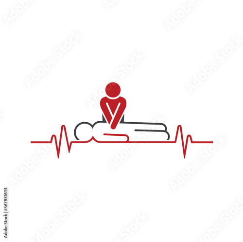 illustration of cpr technique, vector art.