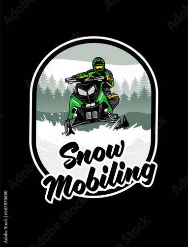 snowmobile trails logo design vector
