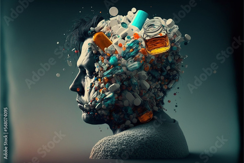 Concept of substance addiction. The struggle and journey of individuals affected by the condition. Ai Generated.