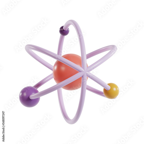atom icon illustration 3d rendering