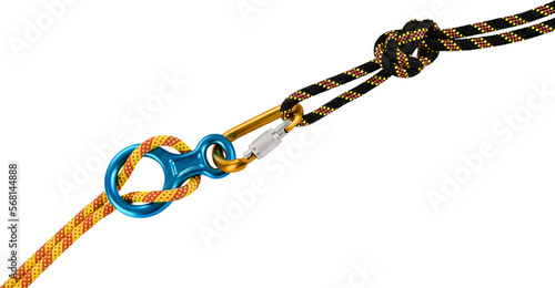 Climbing Rope with Carabiners Knot - Isolated