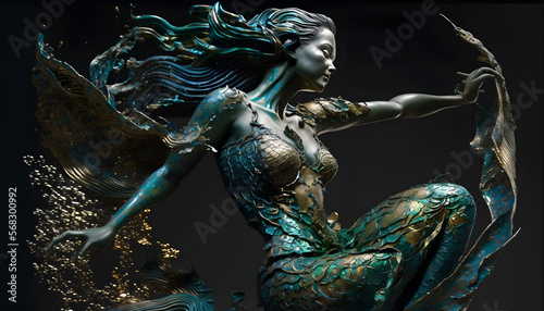 3d sculpture of woman in the sea