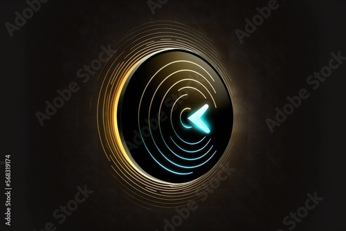 Icon indicating the forward motion. Black backdrop with an internet button. Generative AI