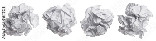 Set of crumpled paper balls cut out