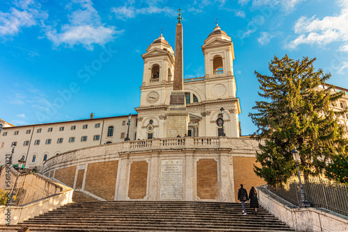 The Trinita dei Monti church and the Spanish Steps in Rome, Italy