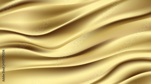 Conception de fond abstrait or. Motif de lignes ondulées modernes (courbes guillochées) dans des couleurs monochromes. Texture de bande dorée premium pour bannière, toile de fond d'entreprise. 