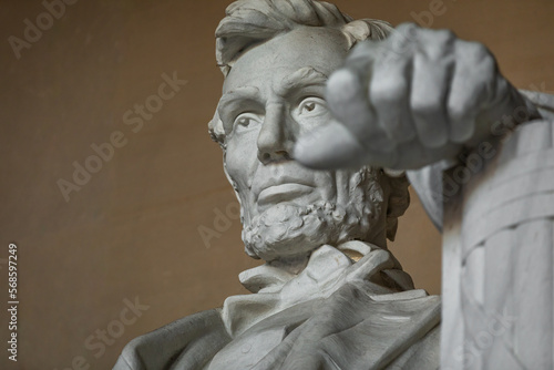 Low-Angle Close-up Portrait of the Abraham Lincoln Statue in Washington, D.C.