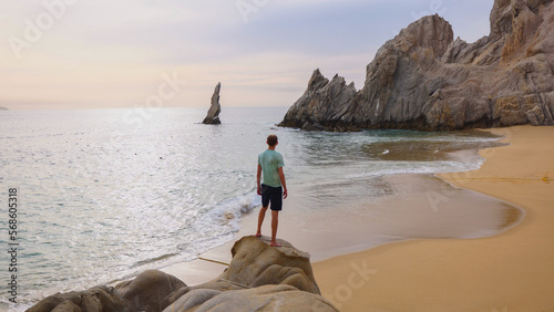 Man at Lover's Beach in Cabo San Lucas, Mexico