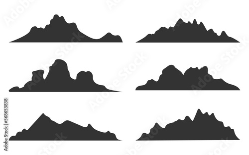set of silhouettes of mountains, set of mountain vector, logo set mountain vector, Camping Edition set. Mountain vector shapes and elements Create your own outdoor label. mountain vector silhouettes 