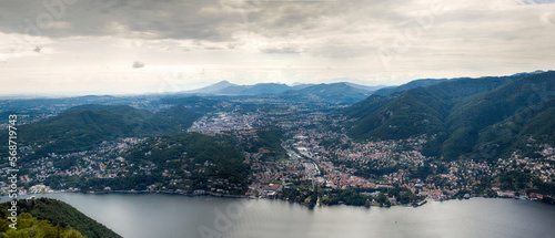 View of Lake Como from Lighthouse Voltiano in Brunate, Italy
