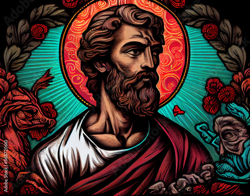 Saint Peter Apostle of Christ Colored Illustration. Generative Ai.